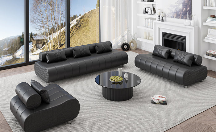 Puffer Modern Leather Sofa Set