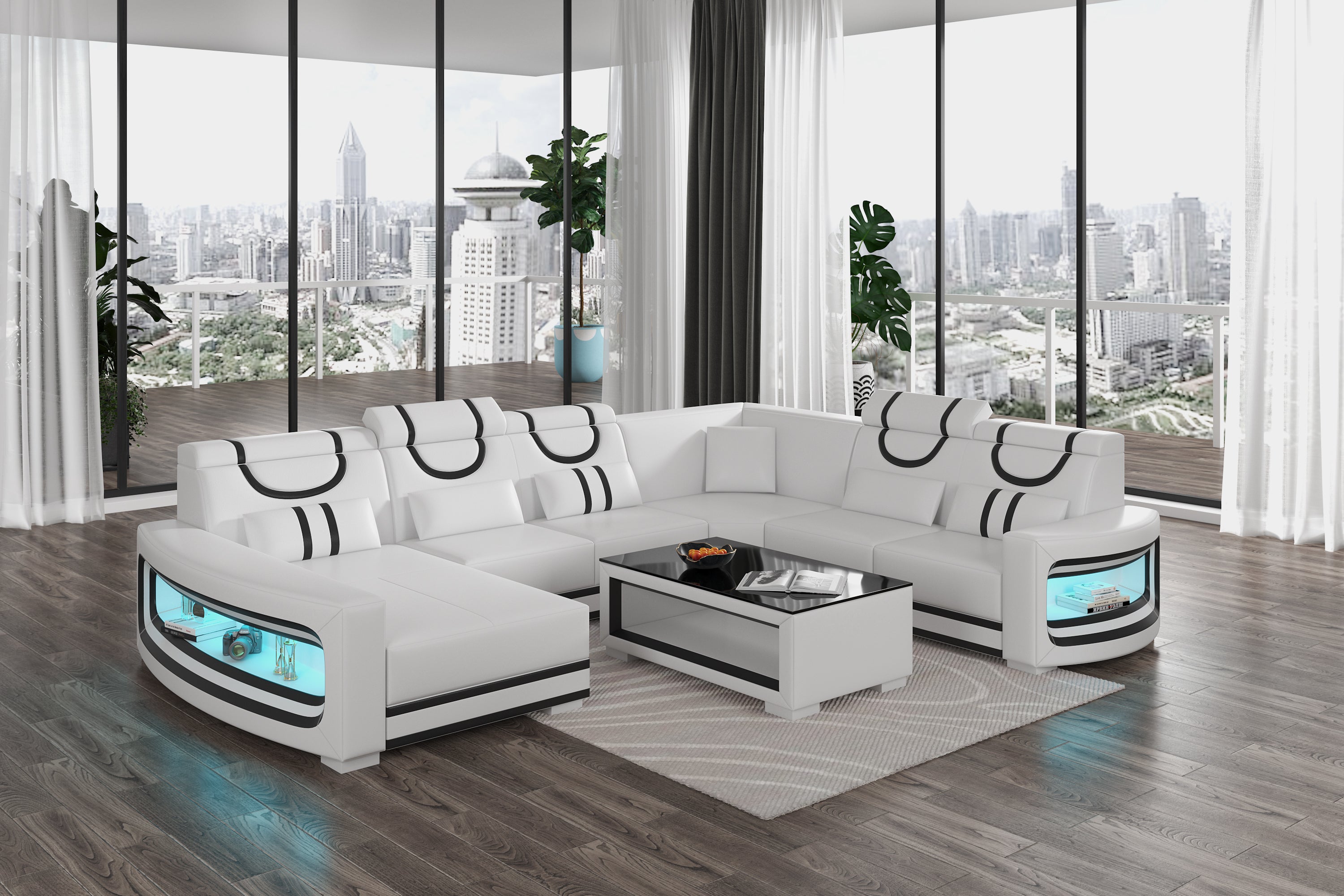 Luca Modern U Shape Sectional with LED Light