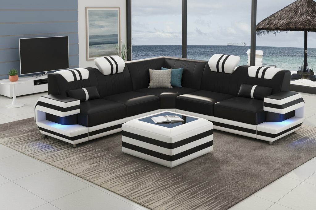 Aura Corner Sectional angled view coastal