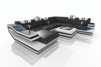 Aura U-Shape Leather Sectional Sofa with LED Light | Modern Designer Couch