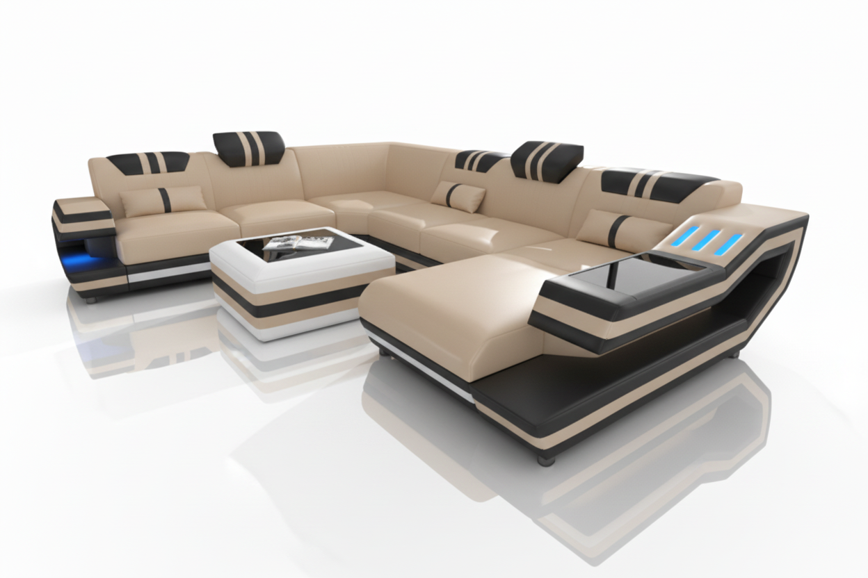 Aura Sectional Beige Black