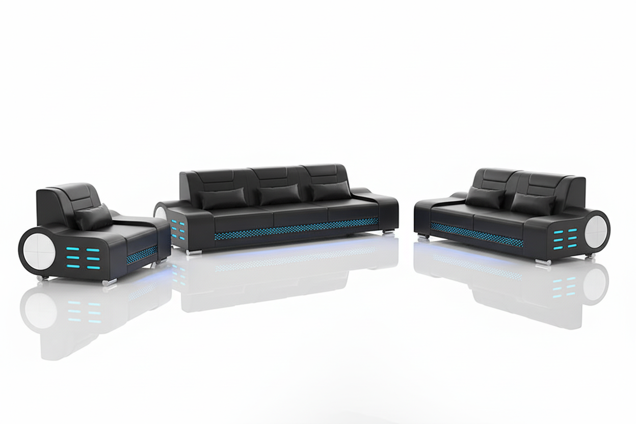 Elliot Modern Leather Sofa Set