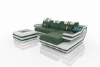 L-Shaped Sectional Moss Green White
