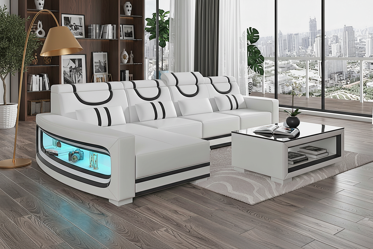 Luca Modern L Shape Sectional with LED Light