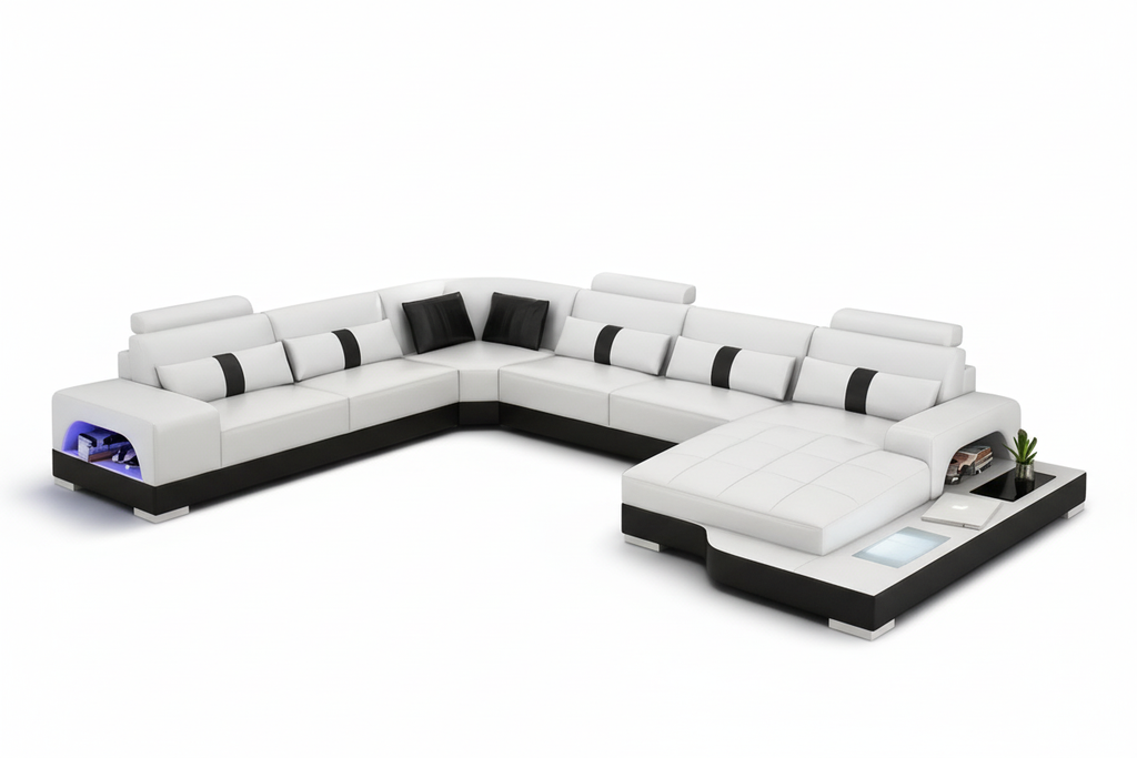 Mequon Large Leather Sectional with LED Lights