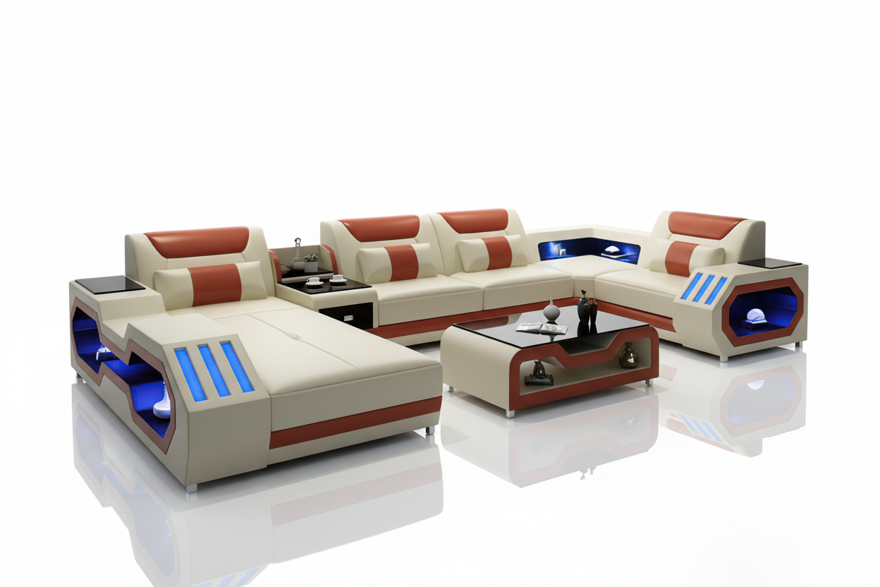 Omont Smart Sectional Sofa with Built-in Bluetooth Speaker & LED Lights | Future Living System