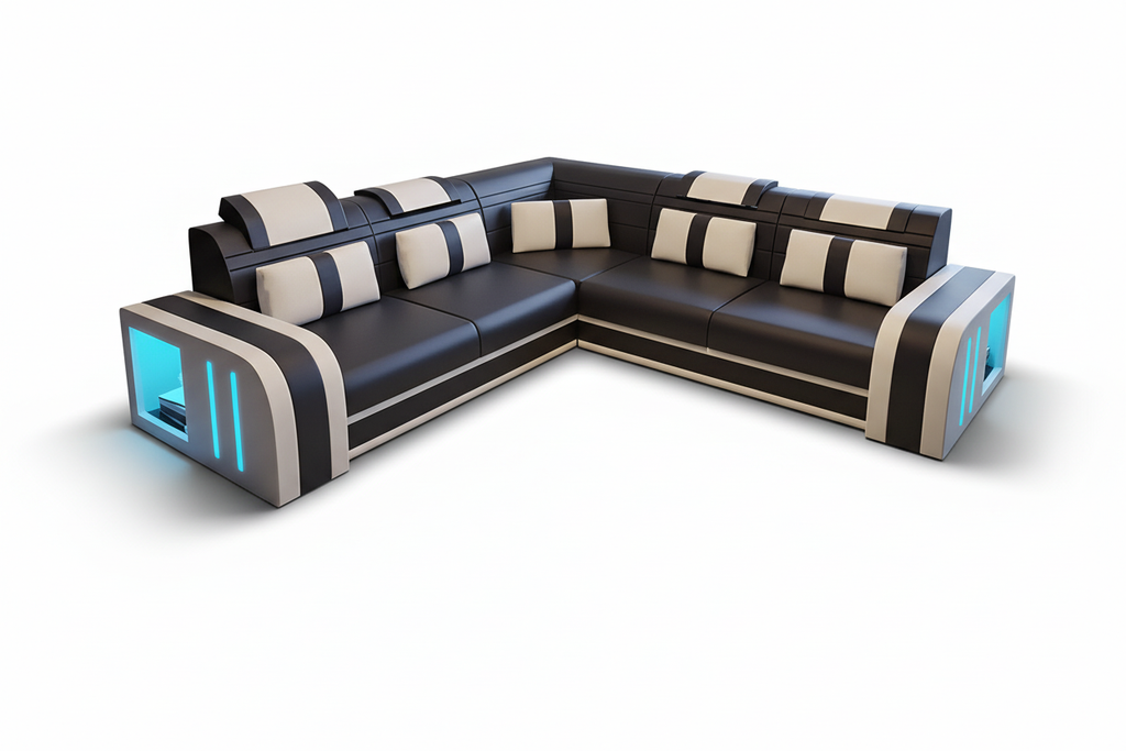Ralutic Leather Corner Sectional with Side Storage - Aerial View