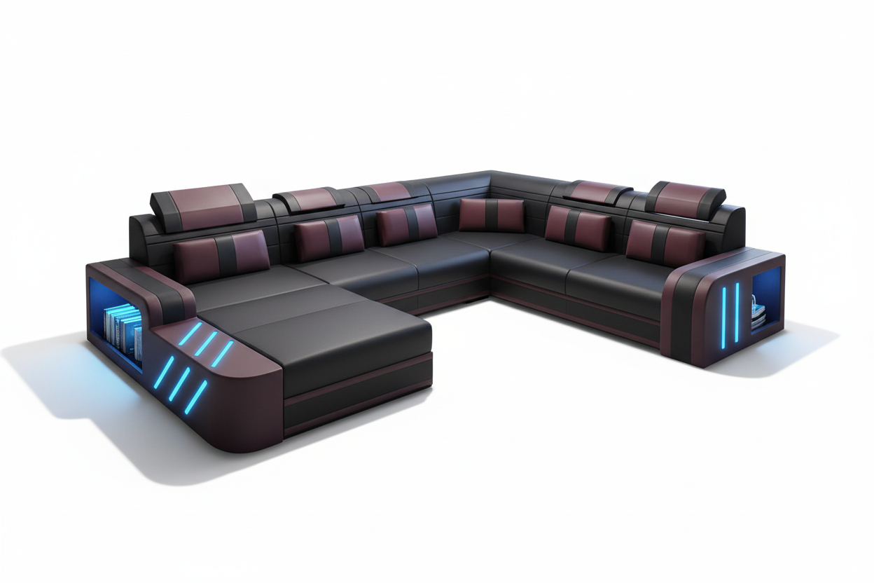 Ralutic Modern U Shape Leather Sectional