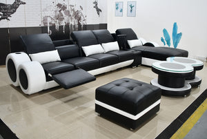 Aetius Small Modern Leather Sectional with Footrest